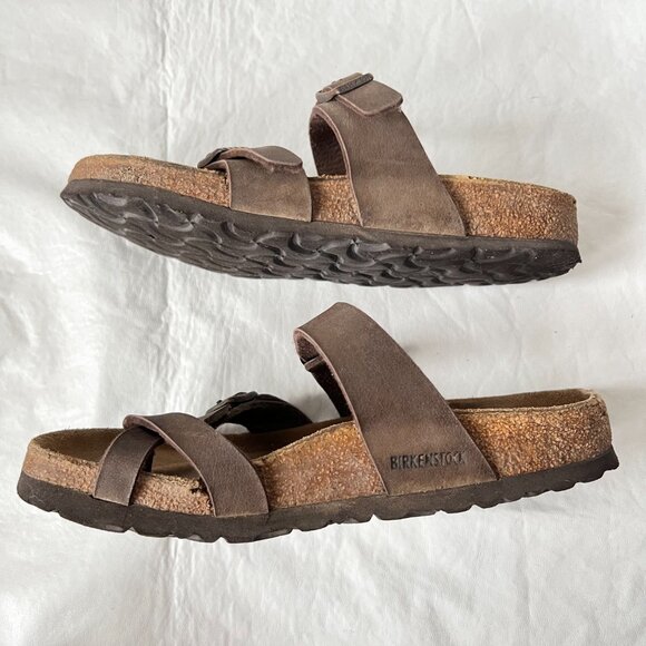 Birkenstock sandals Mayari Mocha felt straps toe loop 37 6 6.5 Wide birko flor - Picture 6 of 13